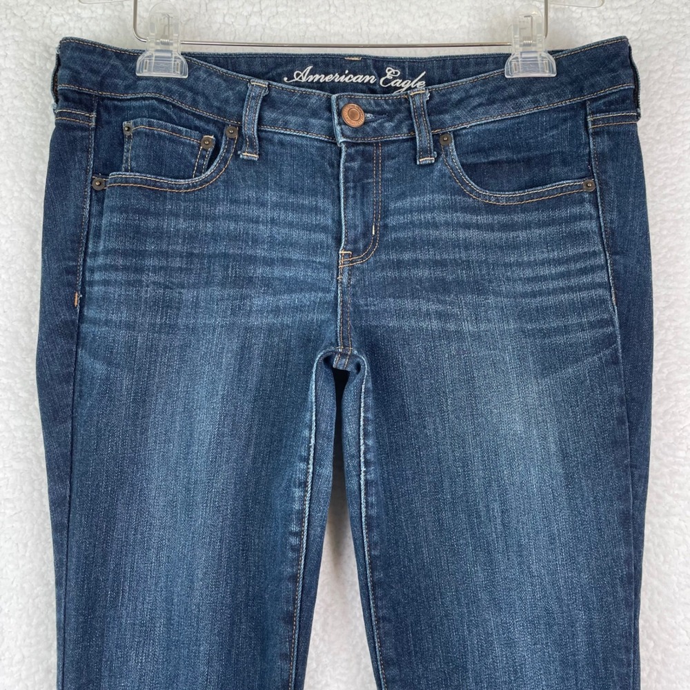 American Eagle Super Skinny Dark Wash Stretch Denim Jeans 12 Regular Low Rise